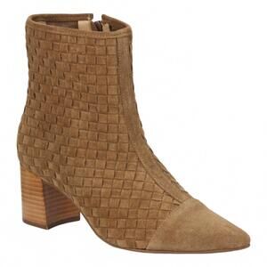 NEW BRUNO MENEGATTI women's henrietta woven suede bootie in caramel
